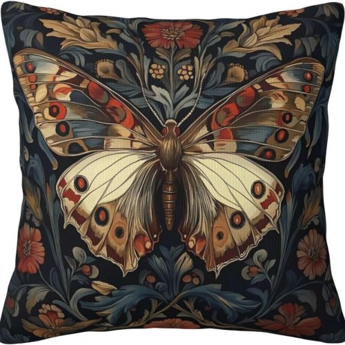 CTSEV-AP-1593_1 William Morris Vintage Floral Butterfly Throw Pillow Covers 18 * 18In Velvet Material