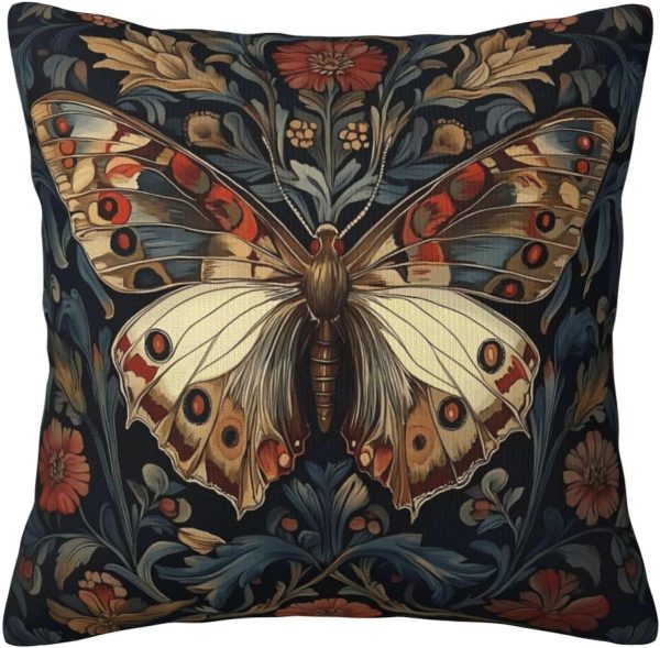William Morris Vintage Floral Butterfly Throw Pillow Covers 18 * 18In Velvet Material