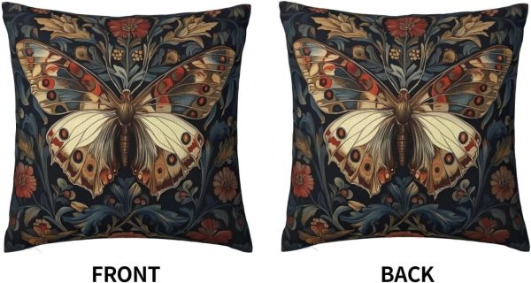 William Morris Vintage Floral Butterfly Throw Pillow Covers 18 * 18In Velvet Material