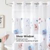 CTSEV-AP-1755_2 QiyI Flower Shower Curtain with Snap in Fabric Liner, Blue Watercolor Floral Cloth Bath Curtains, No Hook Shower Curtains with Mesh Top Window, Fabric Waterproof Bathroom Curtain Set, 72 x 75 Inch