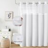CTSEV-AP-1755_3 QiyI Flower Shower Curtain with Snap in Fabric Liner, Blue Watercolor Floral Cloth Bath Curtains, No Hook Shower Curtains with Mesh Top Window, Fabric Waterproof Bathroom Curtain Set, 72 x 75 Inch