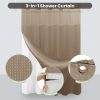 Inhousolu No Hook Shower Curtain with Snap-in Fabric Liner, Waffle Weave 230 GSM Polyester, Weighted Hem, Water Repellent Washable, Mesh Top Window 72" W x 72" L Beige