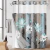 No Hook Shower Curtain with Snap in Liner 71x74 Inch Teal Daisy