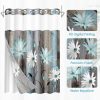 No Hook Shower Curtain with Snap in Liner 71x74 Inch Teal Daisy