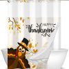 Turkey Thanksgiving Day No Hook Shower Curtain with Snap in Liner Happy Thanksgiving Bathroom Curtains Fall Autumn Leaves See Through Top Window Double Layers Shower Curtains 71x74 in