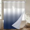 No Hook Shower Curtain with Snap in Fabric Liner Set, Ombre Deep Blue Modern Hotel Style Double Layer Shower Curtain for Bathroom with Top Sheer Window, 71"X74"