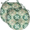 CTSEV-AP-2278_1 Outdoor Round Bistro Chair Cushions Set of 2, 15x15x4Inch-Green Medal | Round Outdoor Chair Cushions for Patio Furniture, Water-Resistant, Patio Tufted Chair Pads for Home Garden