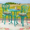 CTSEV-AP-2278_2 Outdoor Round Bistro Chair Cushions Set of 2, 15x15x4Inch-Green Medal | Round Outdoor Chair Cushions for Patio Furniture, Water-Resistant, Patio Tufted Chair Pads for Home Garden