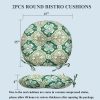 CTSEV-AP-2278_3 Outdoor Round Bistro Chair Cushions Set of 2, 15x15x4Inch-Green Medal | Round Outdoor Chair Cushions for Patio Furniture, Water-Resistant, Patio Tufted Chair Pads for Home Garden