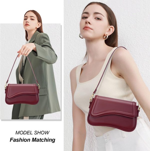 KKXIU Shoulder Bag for Women Small Hobo Handbags Cute Mini Clutch Purses | Classic Trendy Retro Underarm Crossbody Bag with Detachable Straps, Zipper Closure
