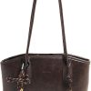 CTSEV-AP-391_1 Shoulder Bag for Women Brown Purse Vintage Leather Shoulder Handbag Trendy Everyday Purse with Pendant
