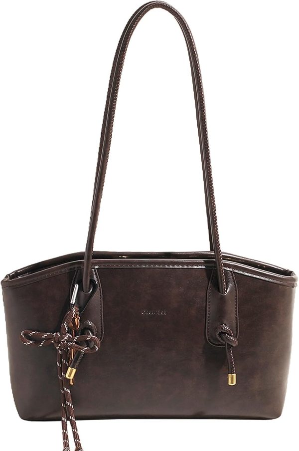 CTSEV-AP-391_1 Shoulder Bag for Women Brown Purse Vintage Leather Shoulder Handbag Trendy Everyday Purse with Pendant
