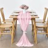 Pufogu 2 Pack 10Ft Light Pink Chiffon Table Runner Sheer 29x120 Inch | Blushing Pink Runner, Boho Romantic Wedding Decor Bridal & Baby Shower Birthday Rustic Party Decoration