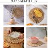 13.8" Set of 4 Round Woven Corn Husk Placemats by Laquedecraft | Protects Tables from Heat & Scratches, Perfect for Everyday Dining, Family Gatherings and Holiday Entertaining