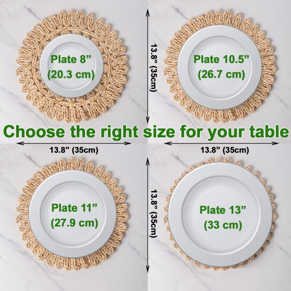 13.8" Set of 4 Round Woven Corn Husk Placemats by Laquedecraft | Protects Tables from Heat & Scratches, Perfect for Everyday Dining, Family Gatherings and Holiday Entertaining