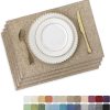 CTSEV-AP-853_1 Home Brilliant Linen Placemats Set of 4 Heat Resistant Dining Table Cloth Place Mats Kitchen Table Mats Placemats Table Decor, Natural Linen
