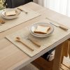 CTSEV-AP-895_3 Kevin Textile Burlap Linen Placemats Set of 4 Heat Resistant Dining Table Place Mats Washable Kitchen Table Mats, 13 x19 inches, Cream Beige