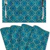 Blue Teal and Gold Modern Placemats Set of 4, Retro Table Mats Washable Heat Resistant Non-Slip for Kitchen Dinner Holiday Party Farmhouse Home Decor, Linen 12"x18"