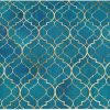 Blue Teal and Gold Modern Placemats Set of 4, Retro Table Mats Washable Heat Resistant Non-Slip for Kitchen Dinner Holiday Party Farmhouse Home Decor, Linen 12"x18"