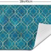 Blue Teal and Gold Modern Placemats Set of 4, Retro Table Mats Washable Heat Resistant Non-Slip for Kitchen Dinner Holiday Party Farmhouse Home Decor, Linen 12"x18"