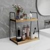 Dorhors Bathroom Counter Organizer,Vanity Countertop Storage Shelf | 2 Tier Rustic Brown Counter Storage for Bathroom Kitchen,Dresser,Wood Standing Rack for Skincare,Perfume,Makeup