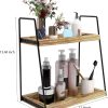 Dorhors Bathroom Counter Organizer,Vanity Countertop Storage Shelf | 2 Tier Rustic Brown Counter Storage for Bathroom Kitchen,Dresser,Wood Standing Rack for Skincare,Perfume,Makeup