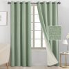 SimpleHome Light Sage Green Linen Curtains for Living Room,84 Inch 2 Panels | Curtains for Bedroom,100% Blackout Faux Linen Textured Curtains,Living Room Curtains Grommet Solid with White Liner,52W x 84L