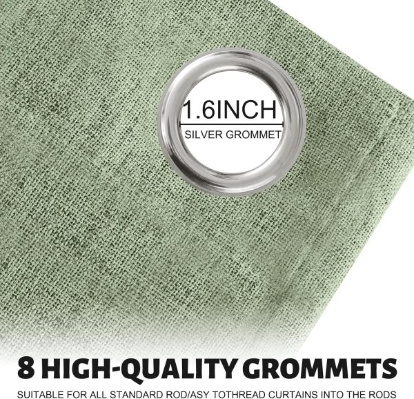 SimpleHome Light Sage Green Linen Curtains for Living Room,84 Inch 2 Panels | Curtains for Bedroom,100% Blackout Faux Linen Textured Curtains,Living Room Curtains Grommet Solid with White Liner,52W x 84L