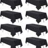8 Pack Black Tablecloth 60 x 102 Inch Polyester Table Cloth for 6 Foot Rectangle Tables, Wrinkle Resistant Washable Decorative Fabric Table Covers for Wedding Party Banquet Buffet and Camping