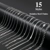 Wisreach Necklace Chains for Jewelry Making, 118 Feet 15 Rolls Stainless Steel Jewelry Chains for DIY Necklace Bracelet Making with Stainless Steel Jump Rings/Lobster Clasps/Connectors