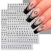 IDDFEVE 8 Sheets Letter Nail Art Stickers - 3D English Alphabet Nail Decals for DIY Metallic Gold Silver Acrylic Manicure Holographic Nail Decorations