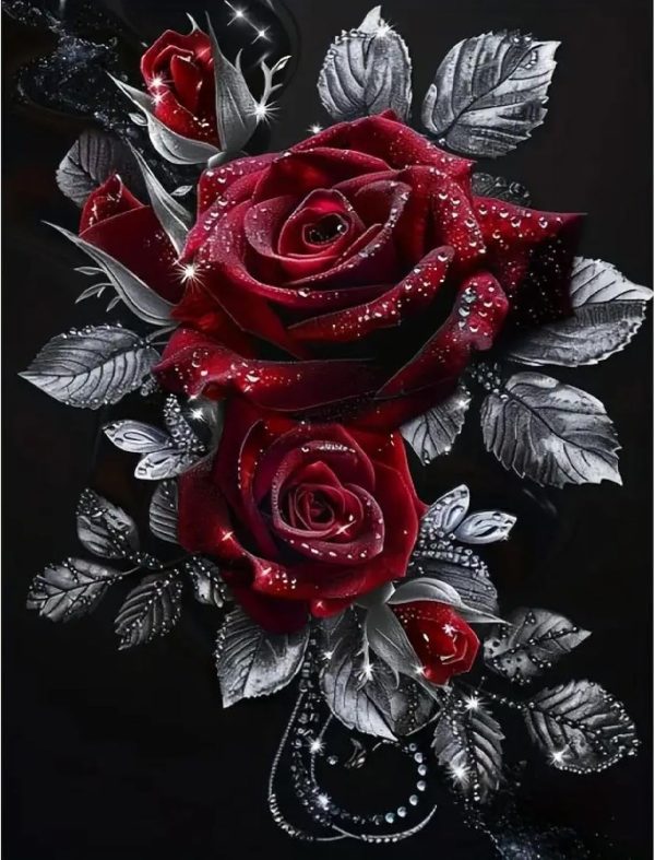 CTTG171CT_1 MOMDEDP Rose Diamond Painting Kits for Adults,Rose Flower Diamond Art Kits for Beginners,Roses Gem Art Kits for Adults for Home Wall Decor 16x12inch Floral