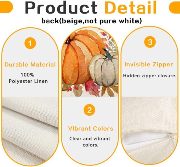 Fall Pillow Covers 12x20,Pumpkin Thanksgiving Outdoor Autumn Lumbar | Maple Leaf Decoration for Home Couch,No Insert,Durable Polyester,Fit 12x20 inch Inserts or Smaller