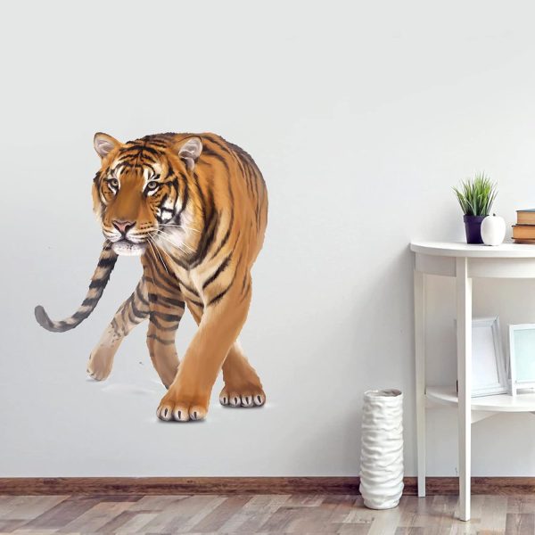 wondever Walking Tiger Wall Stickers Jungle Animals Tiger Peel and Stick Wall Art Decals for Living Room Bedroom Kids Room Playroom | Peel and Stick, Removable, Wall Art Decals, Wall Decoration, Kids Room, Bedroom Baby Nursery Playroom Decor