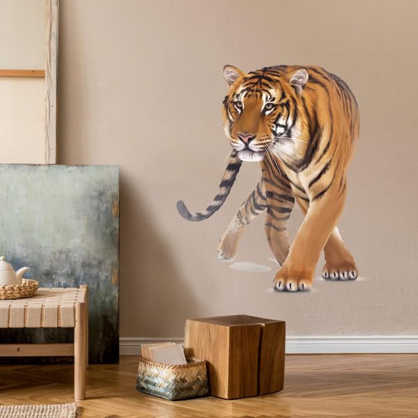 wondever Walking Tiger Wall Stickers Jungle Animals Tiger Peel and Stick Wall Art Decals for Living Room Bedroom Kids Room Playroom | Peel and Stick, Removable, Wall Art Decals, Wall Decoration, Kids Room, Bedroom Baby Nursery Playroom Decor