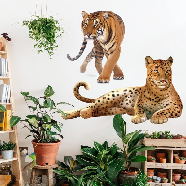 wondever Walking Tiger Wall Stickers Jungle Animals Tiger Peel and Stick Wall Art Decals for Living Room Bedroom Kids Room Playroom | Peel and Stick, Removable, Wall Art Decals, Wall Decoration, Kids Room, Bedroom Baby Nursery Playroom Decor