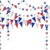 Decor365 4th of July Patriotic Decorations Set Glitter Star Streamers Pennant Bunting Banner Red White Blue Garland for Independence Day Veterans Labor Day Decor Holiday Memorial Day Party Supplies