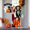 Halloween Decorations Wooden Hanging Welcome Sign for Front Door | Home Wall Decor,Cute Ghost,Black Cat,Pumpkin,Durable Fall Wreaths,for Horror Party,IdealGift