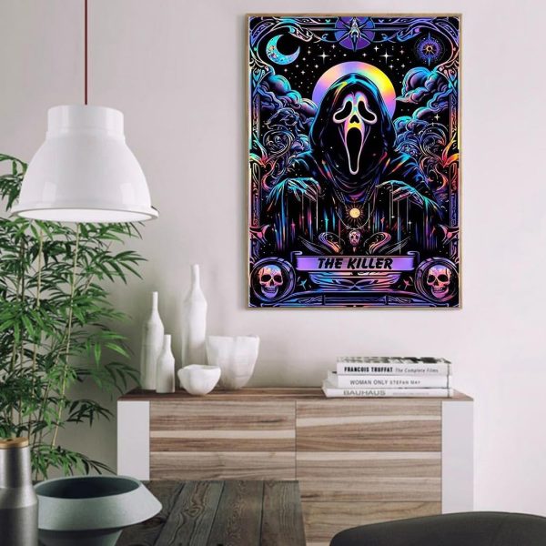 SOTYIOO Halloween Diamond Art Kits for Adults. Halloween Diamond Painting kit for Adults Full Drill Round Gem Art 5D Diamond Dots Suitable Home Wall Decor 12x16inch