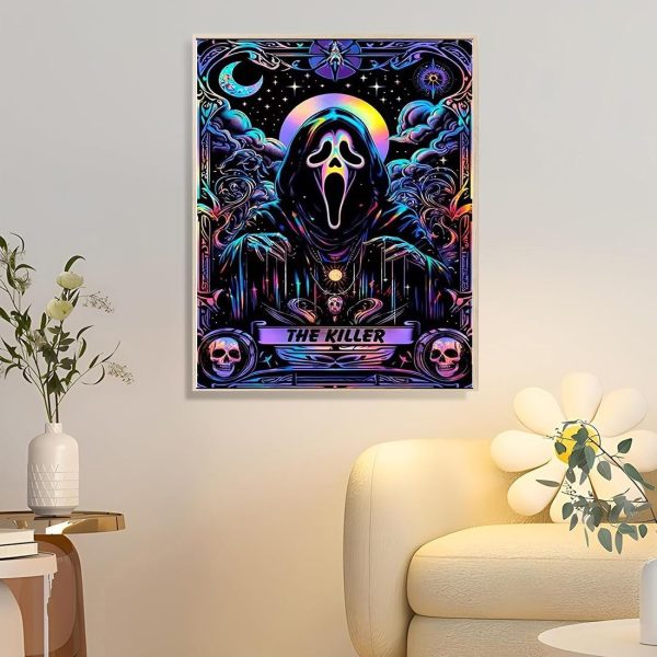SOTYIOO Halloween Diamond Art Kits for Adults. Halloween Diamond Painting kit for Adults Full Drill Round Gem Art 5D Diamond Dots Suitable Home Wall Decor 12x16inch