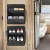 WF0002MAX_1 2 Pack RV Shoe Storage with Sticky Adhesive Tape, Over the Door Shoe Rack, Wall Hanging Shoe Organizer with Large Deep Pockets for Camper, Narrow Space Saving Closet Organizers Black