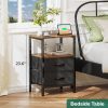 Huuger Nightstand with Charging Station, Side Table with Fabric Drawers