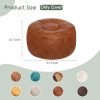 Thgonwid Unstuffed Moroccan Storage Pouf Foot Stool Ottoman Seat Handmade Faux Leather Bean Bag Floor Chair Foot Rest for Living Room, Bedroom or Balcony (Light Brown)