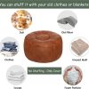 Thgonwid Unstuffed Moroccan Storage Pouf Foot Stool Ottoman Seat Handmade Faux Leather Bean Bag Floor Chair Foot Rest for Living Room, Bedroom or Balcony (Light Brown)