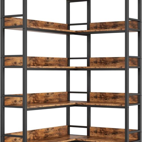 IRONCK Corner Shelf 5 Tiers 70LB Capacity L-Shaped Bookshelf