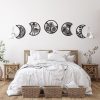 Jetec 5 Pcs Moon Phases Wall Art Decor, Wooden, Black, 10.6 Inch, Flower | Boho Lunar Aesthetic Wall Pediments Hanging with Flower Cutout, Bedroom Living Room Dorm Spiritual Decor for Apartment
