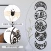 Jetec 5 Pcs Moon Phases Wall Art Decor, Wooden, Black, 10.6 Inch, Flower | Boho Lunar Aesthetic Wall Pediments Hanging with Flower Cutout, Bedroom Living Room Dorm Spiritual Decor for Apartment