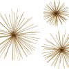 Deco 79 Metal Starburst Long Spike Wall Decor, Set of 3, 6", 9", 12"W, Gold