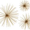 Deco 79 Metal Starburst Long Spike Wall Decor, Set of 3, 6", 9", 12"W, Gold