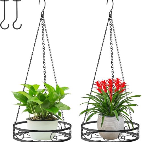 WF0954MAX_1 2-Pack Hanging Planters for Indoor Plants - Heavy Duty Metal Plant Hanger Indoor with 3 Chains and Hooks – Aesthetic Hanging Plant Holder for an Instant Gardening Decor